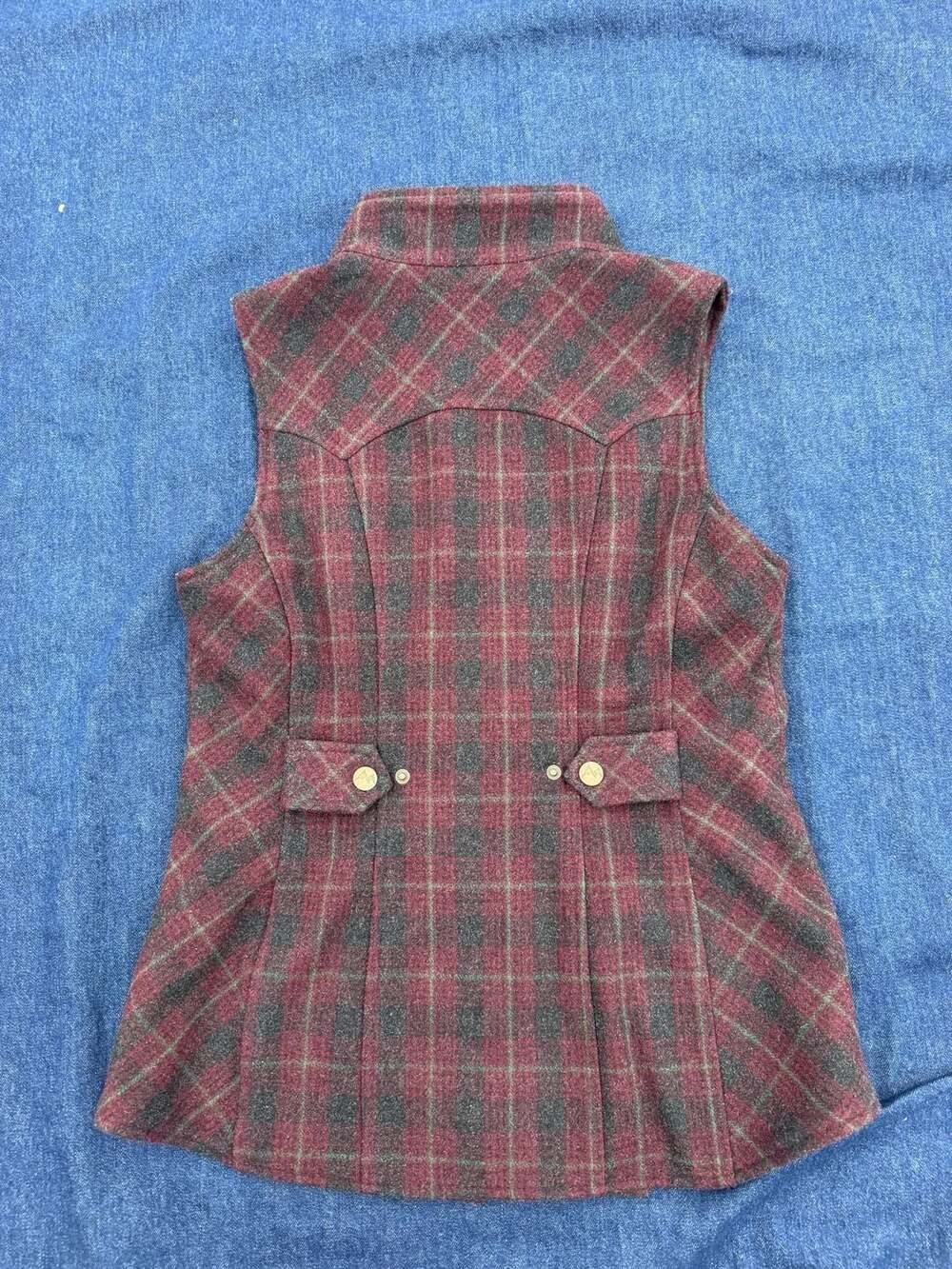 Powder River Outfitters Plaid Wool Blend Western Vest - Picture 12 of 13